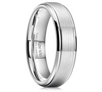 King Will Classic Tungsten Wedding Band for Men, Polished Finish Step Edge Matte Rings Comfort Fit,Silver,6mm,R 1/2(9)