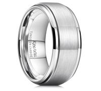 King Will Classic Tungsten Wedding Band for Men, Polished Finish Step Edge Matte Rings Comfort Fit,Silver,10mm,X 1/2(12)