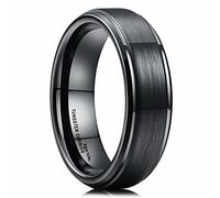 King Will Classic Tungsten Wedding Band for Men, Polished Finish Step Edge Matte Rings Comfort FitBlack,6mm,N 1/2(7)