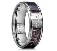 King Will Cross Titanium Wedding Band for Men Women-8mm Width Wedding Ring in Gunmetal Gray Plated with Brown Camouflage Inlay Hypoallergenic Comfort Fit Size 13