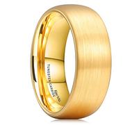 King Will Dome 8mm Tungsten Carbide Ring for Men Women 14K Gold Dome Matte Brushed Wedding Band Comfort Fit 11
