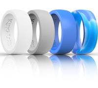 King Will Domed Silicone Rings for Men - Comfortable and Breathable Mens Wedding Bands in Gray Camouflage Blue White - 8.5mm Wide Rubber Wedding Bands for Men - Perfect for Active Lifestyles 13