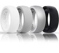King Will Domed Silicone Rings for Men - Comfortable and Breathable Mens Wedding Bands in White Silver Gray Black - 8.5mm Wide Rubber Wedding Bands for Men - Perfect for Active Lifestyles 8