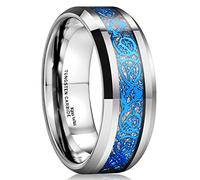 King Will Dragon 6 mm/8 mm Tungsten Carbide Men's Wedding Ring - Red/Blue/Green/Orange/Purple/Silver/Black/Azure/Mazarin Celtic Dragon, Comfort Fit, 68.5 (21.8), Non-precious metal, No Gemstone