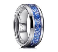 King Will Dragon 6 mm/8 mm Tungsten Carbide Men's Wedding Ring - Red/Blue/Green/Orange/Purple/Silver/Black/Azure/Mazarin Celtic Dragon, Comfort Fit, 59.4 (18.9), Non-precious metal, No Gemstone