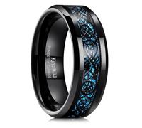 King Will Dragon 8mm Light Blue & Black Celtic Dragon Tungsten Carbide Mens Wedding Band Ring Comfort Fit 9.5