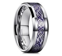 King Will Dragon 8mm Purple & Silver Celtic Dragon Tungsten Carbide Mens Wedding Band Ring Comfort Fit 14
