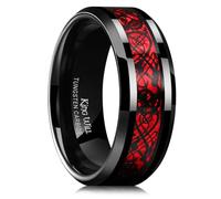 King Will Dragon 8mm Red & Black Celtic Dragon Tungsten Carbide Mens Wedding Band Ring Comfort Fit 9