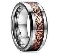 King Will Dragon 8mm Rose Gold Plated Celtic Dragon Tungsten Carbide Wedding Band Ring Comfort Fit 10