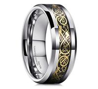 King Will Dragon 8mm Silver & Gold Celtic Dragon Tungsten Carbide Mens Wedding Band Ring Comfort Fit 11