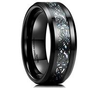 King Will Dragon 8mm Tungsten Carbide Ring for Mens Black Celtic Wedding Band Comfort Fit 11
