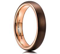 King Will Duo 4mm Dome Brown Tungsten Carbide Wedding Band Ring Rose Gold Inside Comfort Fit 8.5