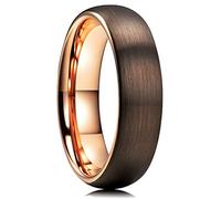 King Will DUO 6mm Dome Brown Tungsten Carbide Wedding Band Ring Rose Gold Inside Comfort Fit 7