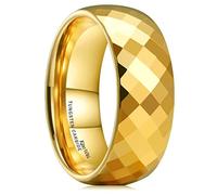 King Will Duo 8mm Gold Tungsten Carbide Ring High Polished Multi Faceted Domed Wedding Rings Engagement Band for Women Men Comfort Fit 14