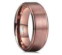 King Will DUO 8mm Rare Brown Brushed Rose Gold Plated Tungsten Carbide Wedding Ring Step Edge Comfort Fit 9