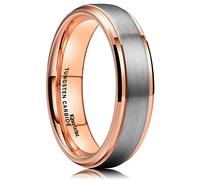 King Will DUO Unisex 6mm 18k Rose Gold Plated Tungsten Carbide Ring Two Tone Wedding Band 12.5