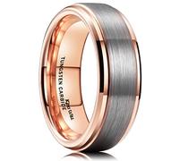 King Will Duo Unisex 7mm 18k Rose Gold Plated Tungsten Carbide Ring Two Tone Wedding Band 9.5