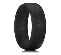 King Will Flame Silicone Ring for Men and Women, 1.8mm Ultra Thin 6.6mm Width, Dome Style Comfort Fit - Breathable Durable Flexible Wedding Band, Solid Black, Size N 1/2 (7)