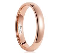 King Will Glory 4mm Rose Gold Plated Polish Comfort Fit Domed Tungsten Carbide Ring Wedding Band O 1/2 (7.5)