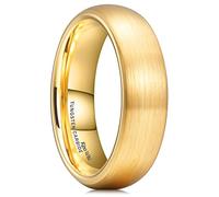 King Will GLORY 6mm 14K Gold Tungsten Ring Dome Matte Brushed Wedding Band for Men Comfort Fit 12