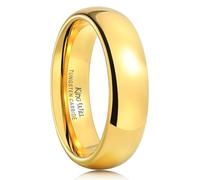 King Will GLORY 6mm 24k Gold Plated High Polished Comfort Fit Domed Tungsten Ring Wedding Band 9