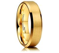 King Will GLORY 6mm Matte Finish Tungsten Carbide Ring 24K Gold Plated Comfort Fit Wedding Band(13)