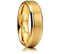 King Will GLORY 6mm Tungsten Carbide Ring 14K Gold Matte Brushed Wedding Band Comfort Fit 9