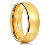 King Will GLORY 8mm 24k Gold Plated High Polished Comfort Fit Domed Tungsten Ring Wedding Band 9