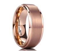King Will GLORY 8mm Rose Gold Plated Tungsten Carbide Ring Wedding Band Matte Finish Comfort Fit 9.5
