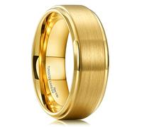King Will GLORY 8mm Tungsten Carbide Ring 14K Gold Matte Brushed Wedding Band Comfort Fit 14