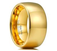 King Will Glory Men's 4 mm/6 mm/8 mm Tungsten Carbide Wedding Ring - Gold/Rose Gold Plated, Highly Polished, Comfortable, Curved, 56.9 (18.1), Tungsten, No Gemstone