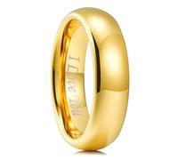 King Will GLORY Men's 4mm 6mm 8mm Gold RoseGold Plated High Polished Comfort Fit Domed Tungsten Carbide Ring Wedding Band