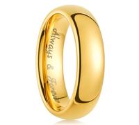 King Will GLORY Men's 4mm 6mm 8mm Gold RoseGold Plated High Polished Comfort Fit Domed Tungsten Carbide Ring Wedding Band