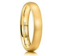 King Will GLORY Mens Women 4mm 14K Gold Tungsten Wedding Ring Dome Matte Brushed Wedding Band for Women Men Comfort Fit P (8)