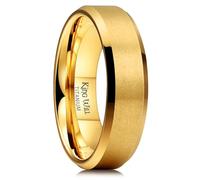 King Will GLORY Titanium Wedding Band for Men Women, 6mm Width Wedding Ring with 24K Gold Matte Finish Plated Comfort Fit Size N 1/2 (7)