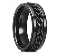 King Will Intertwine 8mm Spinner Ring Black Edge Polished Stainless Steel Fidget Ring Anxiety Ring for Men 8