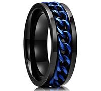 King Will Intertwine 8mm Spinner Ring Blue & Black Edge Polished Stainless Steel Fidget Ring Anxiety Ring for Men 8