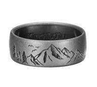 King Will Men's 8mm Silicone Ring, Dual Color Mountain Peak Design with Inner X Groove, Comfort Fit Rubber Wedding Band, Grey Black, T 1/2 (10)
