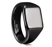 King Will Men's Black Signet Rings Tungsten Biker Band Ring For Men Thumb Pinky Polished Classic Plain Wedding Statement Promise Ring for Him Size X 1/2 (12)