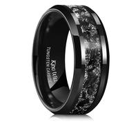 King Will Mens Black Tungsten Wedding Band Black Onyx Inlay 8mm Promise Ring High Polished Beveled Edge Comfort Fit U 1/2 (10.5)