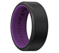 King Will Men's Silicone Rings, 8mm Rubber Wedding Band Comfort Fit with Unique Inner Groove Design, Engagement Rings for Daily Wear and Activities R 1/2 (9)