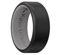 King Will Men's Silicone Rings, 8mm Rubber Wedding Band Comfort Fit with Unique Inner Groove Design, Engagement Rings for Daily Wear and Activities Size X 1/2 (12)(Black&Gray)
