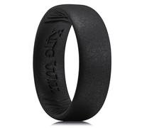 King Will Men's Silicone Wedding Band - 1.8mm Ultra Thin Ring with Black Metallic Shimmer | Comfort Grip Inner Design | Hypoallergenic Rubber Ring for Gym, Work, Travel Size P 1/2 (8)