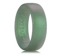 King Will Men's Silicone Wedding Band - 1.8mm Ultra Thin Ring with Bright Green Shimmer Comfort Grip Inner Design Hypoallergenic Rubber Ring for Gym, Work, Travel Size P 1/2 (8)