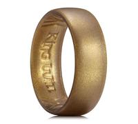 King Will Men's Silicone Wedding Band - 1.8mm Ultra Thin Ring with Brown Metallic Shimmer | Comfort Grip Inner Design | Hypoallergenic Rubber Ring for Gym, Work, Travel Size T 1/2 (10)