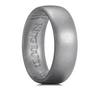 King Will Men's Silicone Wedding Band - 1.8mm Ultra Thin Ring with Dark Gray Metallic Shimmer | Comfort Grip Inner Design | Hypoallergenic Rubber Ring for Gym, Work, Travel Size P 1/2 (8)