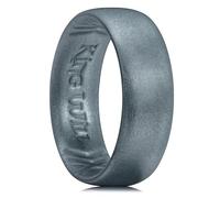 King Will Men's Silicone Wedding Band - 1.8mm Ultra Thin Ring with Grey Blue Metallic Shimmer | Comfort Grip Inner Design | Hypoallergenic Rubber Ring for Gym, Work, Travel Size T 1/2 (10)