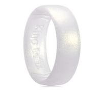 King Will Men's Silicone Wedding Band - 1.8mm Ultra Thin Ring with Pearl White Metallic Shimmer | Comfort Grip Inner Design | Hypoallergenic Rubber Ring for Gym, Work, Travel Size P 1/2 (8)