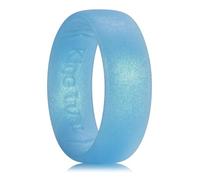 King Will Men's Silicone Wedding Band - 1.8mm Ultra Thin Ring with Sky Blue Shimmer Comfort Grip Inner Design Hypoallergenic Rubber Ring for Gym, Work, Travel Size P 1/2 (8)