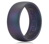 King Will Men's Silicone Wedding Band - 1.8mm Ultra Thin Ring with Starry Night Purple Shimmer Comfort Grip Inner Design Hypoallergenic Rubber Ring for Gym, Work, Travel Size V 1/2 (11)